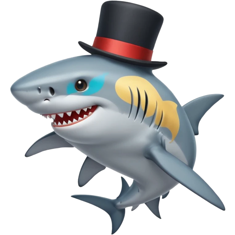Shark with a top hat emoji
