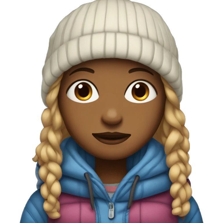 Girl with many layers of clothes at home it’s cold emoji