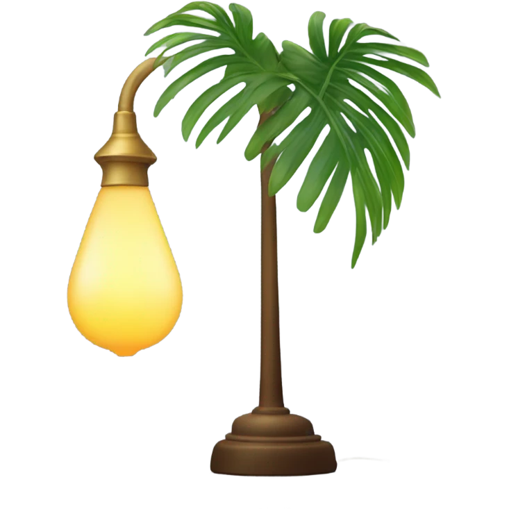 a lamp on and a palm branch emoji