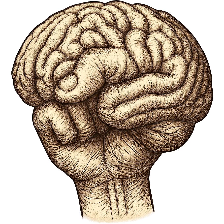 a brain shaped like a fist, detailed and clear emoji