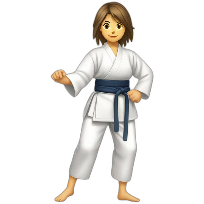 jeune femme mulatre en tenue d'aikido emoji