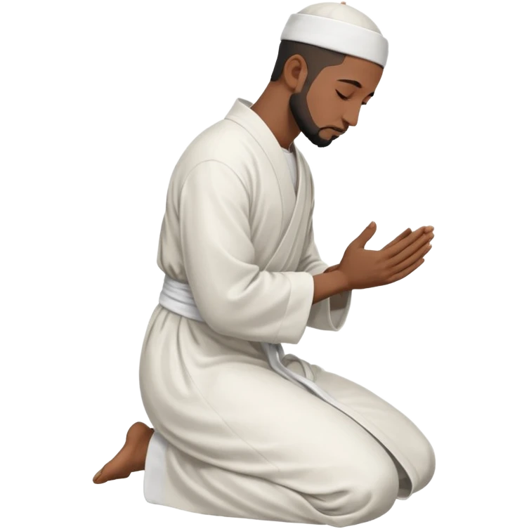 молящийся черный  мусульманин в полный рост с боку на коленях emoji