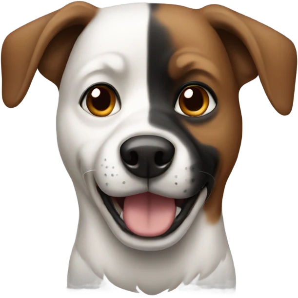 Dog with black ears and brown and white face  emoji