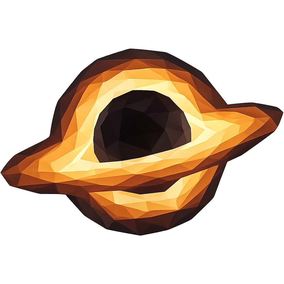 polygonal style black hole with glowing accretion disk, inspired by Interstellar emoji