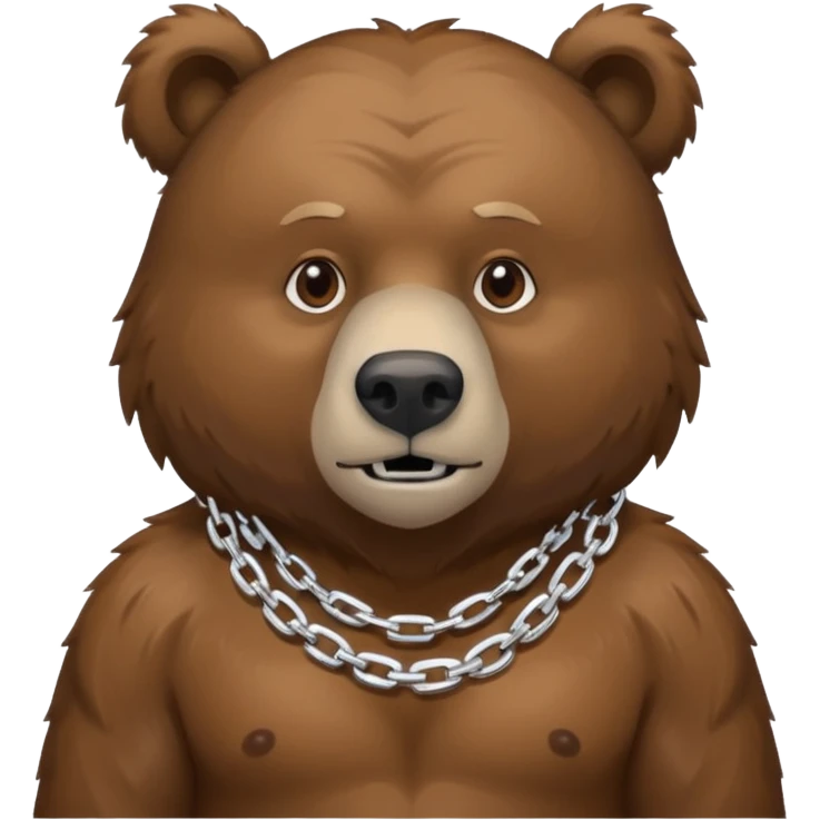 Russian grizzly bear wearing a silver rapper chain emoji