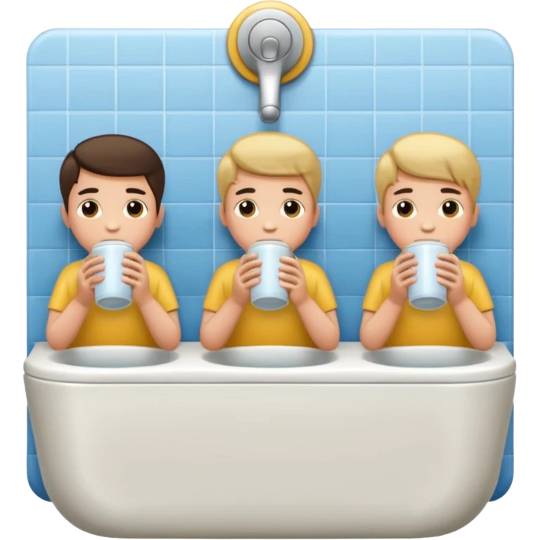 varios meninos sentado no vaso sanitário de um banheiro publico  emoji
