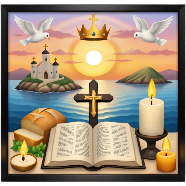 ✝️👑🕊️🙏✨❤️🌅🌊🥖🍷🕯️📖 emoji