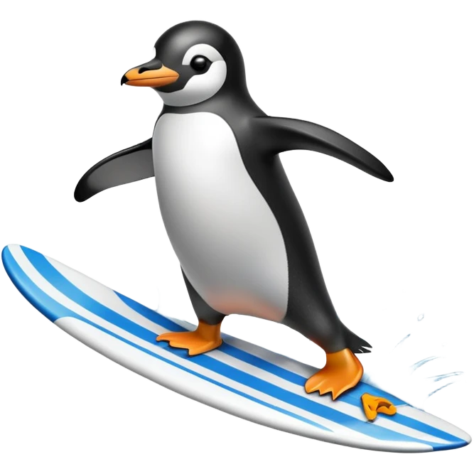 penguin surfing emoji