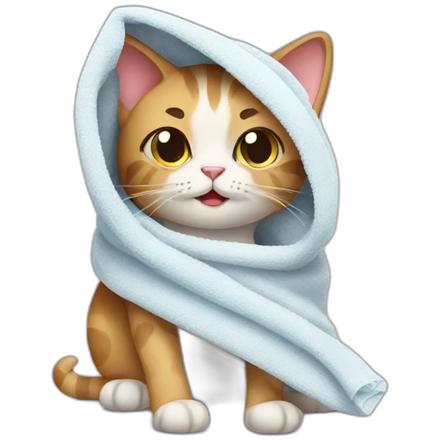 cat with a towel emoji