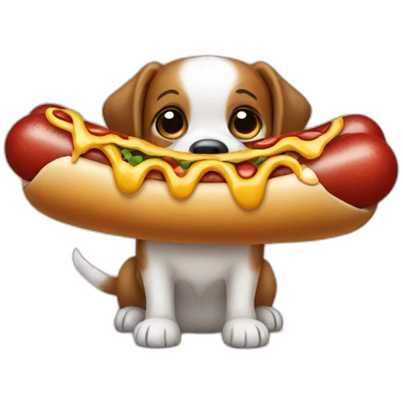 Dog with hotdog emoji