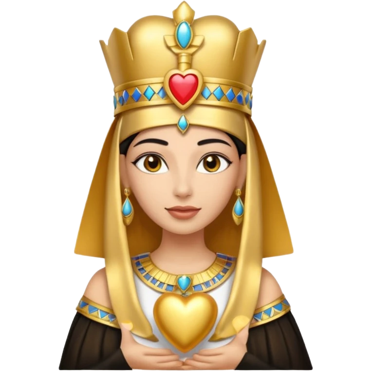 Queen of ancient Egypt holding heart  emoji