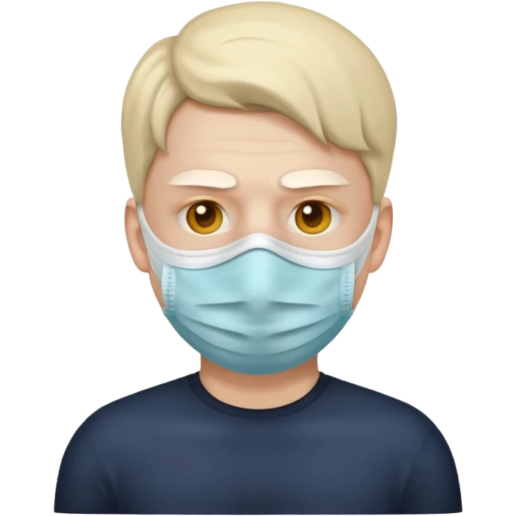남자가 아파서 입에 마스크 쓴 이모지 emoji