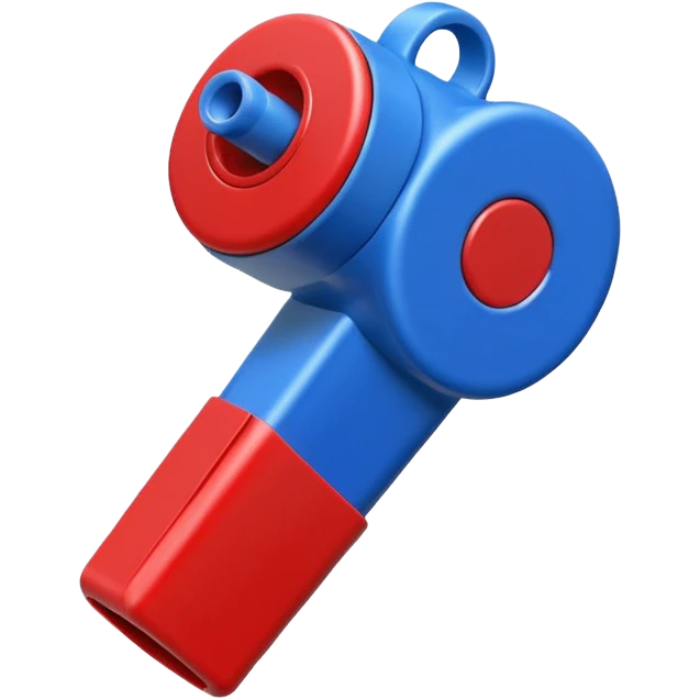 whistle in blue (#00A3E0) and red (#F9423A)  emoji