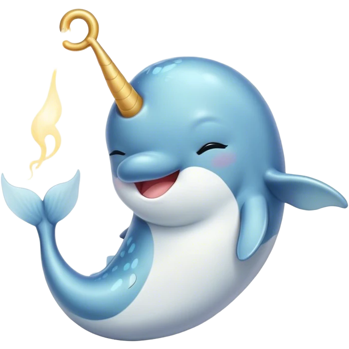 Cinematic Cute Yawning Cute Narwhal Portrait Emoji, Head tilted slightly with a dramatic, wide-open yawn, showcasing a streamlined, elegant body with a gracefully curling tusk and sleepy, half-closed eyes, Simplified yet irresistibly adorable features, highly detailed, glowing with a soft, cozy oceanic glow, high shine, relaxed yet expressive, stylized with a hint of whimsical marine ease, soft glowing outline, capturing the essence of a drowsy yet affectionate cute narwhal that appears ready to stretch and yawn its way out of the screen! emoji