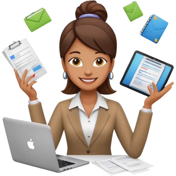 female digital marketer juggling all the responsibilities emoji