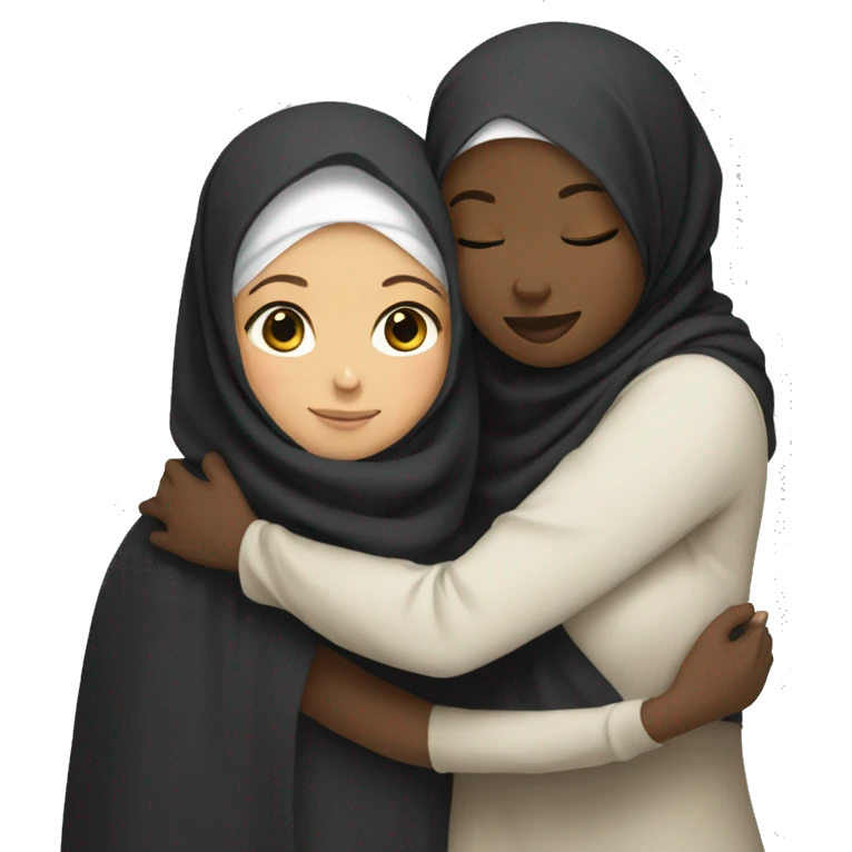 Black Hijabi hugging hijabi no faces emoji