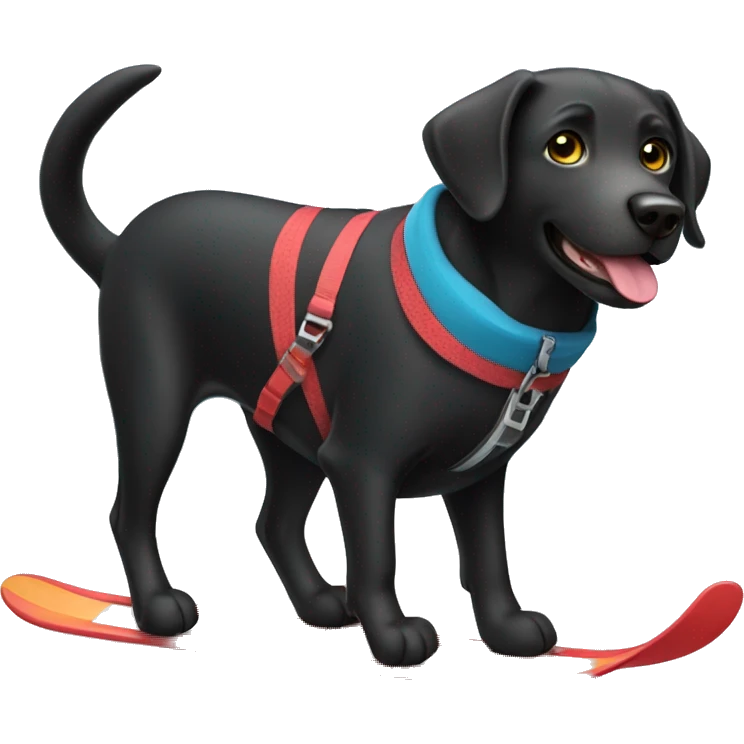 Black Labrador Retriever skiing emoji