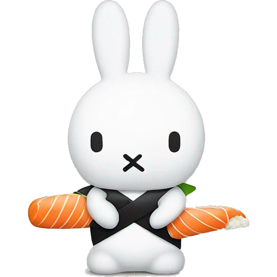 miffy with x mouth eating sushi emoji