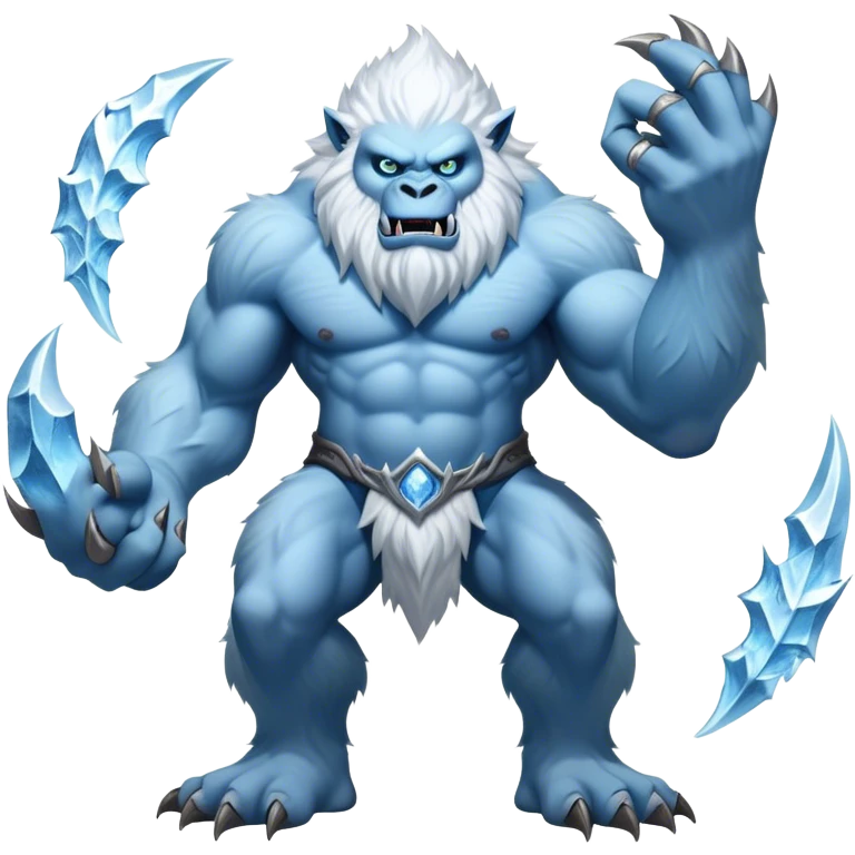 Cinematic Realistic WoW Yeti Portrait, captured in a dynamic, battle-ready stance, muscles rippling beneath dense fur of icy white and pale blue. His piercing ice-blue eyes blaze with raw power as frost clings to his form, rendered with dramatic natural lighting and high shine, exuding fierce, untamed strength in the midst of a wintry combat pose. emoji