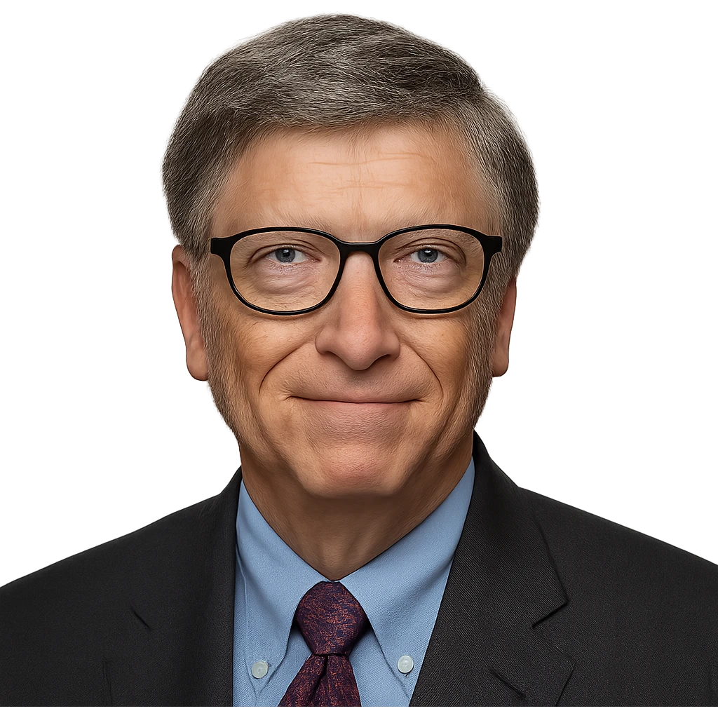 Bill Gates, iconic tech entrepreneur, portrait, realistic style, no background emoji
