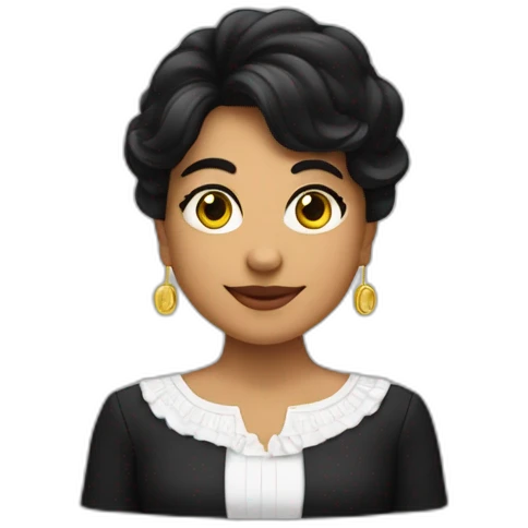 Thayri Galicia mujer speaker morena cabello negro liso con fleco emoji