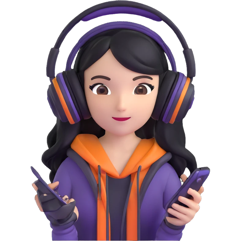 excited gamer girl in headphones emoji