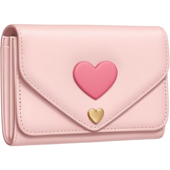white wallet with heart charm, clean girl aesthetic, pastel tones emoji