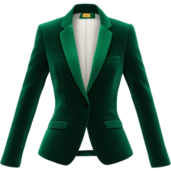 Realistic isolated velvet emerald green open blazer  with raised collar. emoji