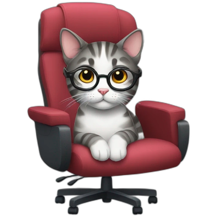 nerdy cat sitting on gaming chair emoji