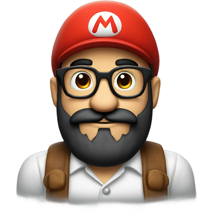 Super Mario in red hat with glasses and black beard emoji