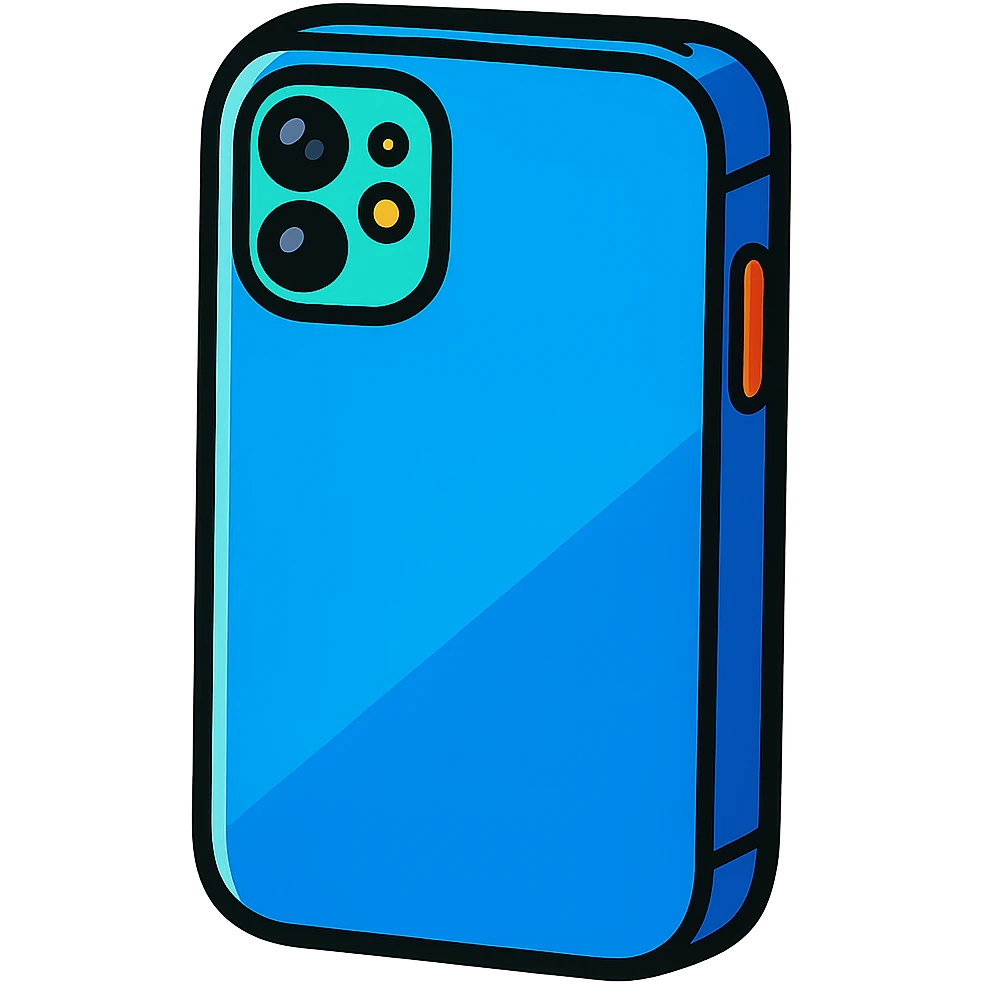 blue iPhone, cartoon style with vivid colors emoji
