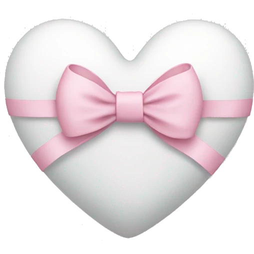 white heart with light pink ribbon bow emoji