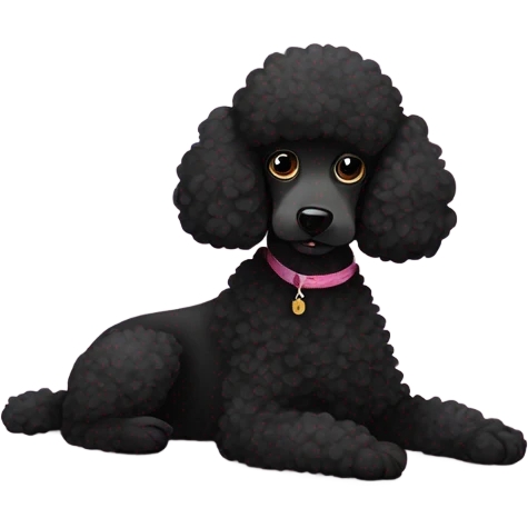 Black poodle relaxing on a carpet emoji