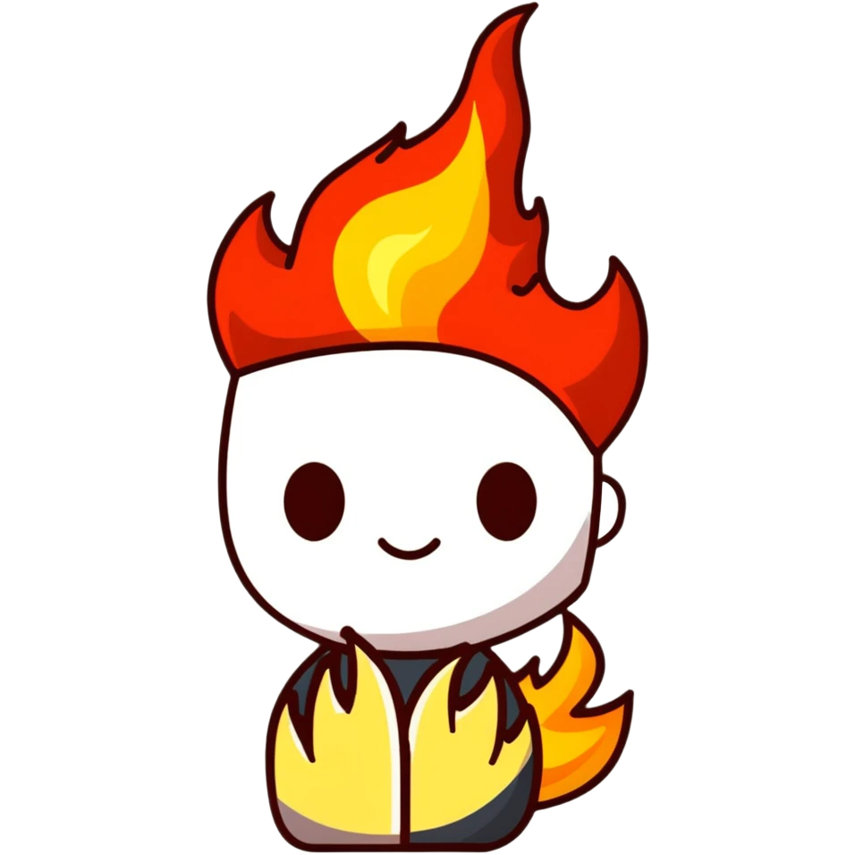 featureless head with fire, no eyes, no mouth, blank face emoji