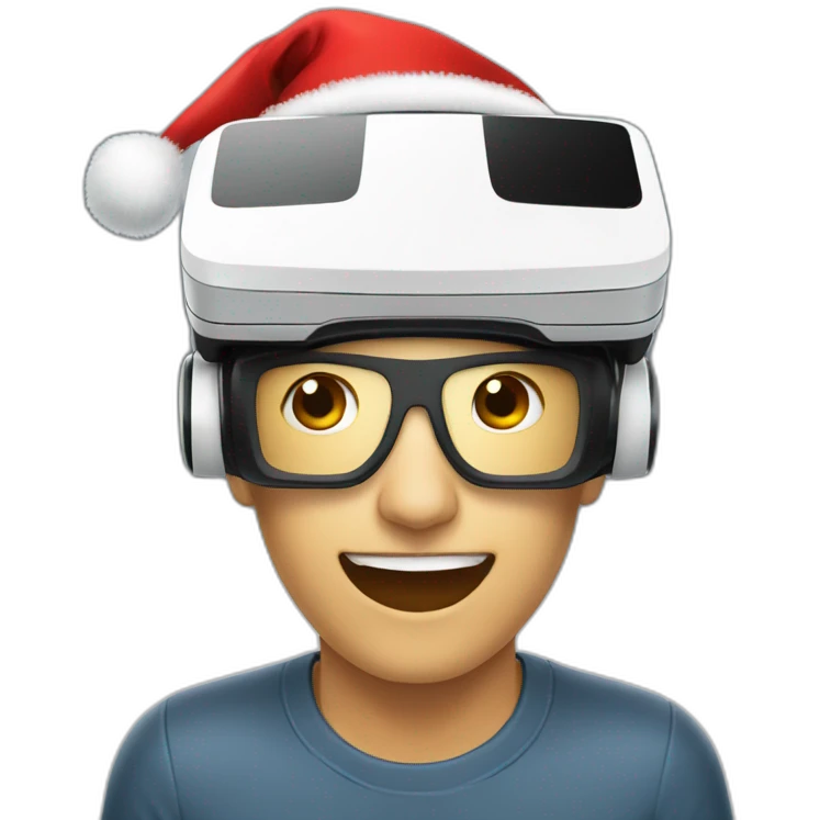 vr headset wearing christmas hat emoji