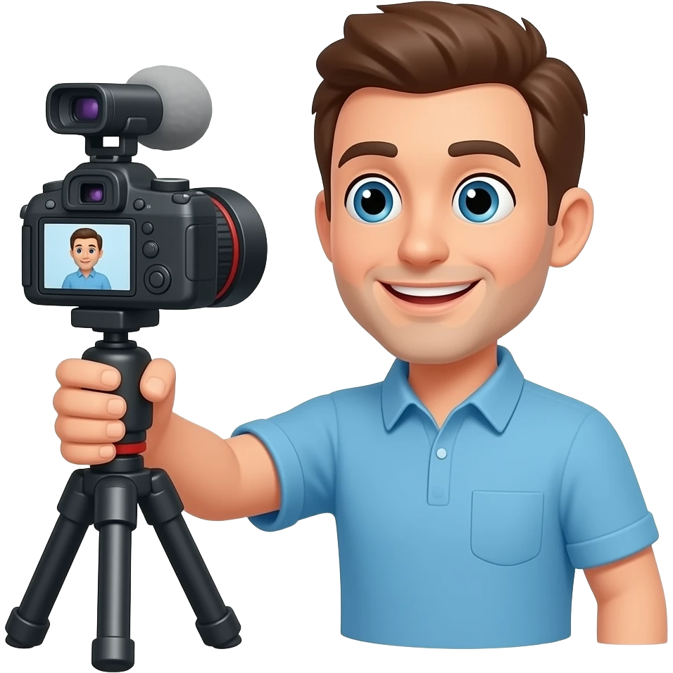blogger recording video of himself with phone emoji