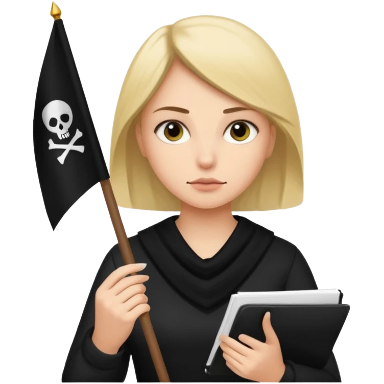 Сделай голую девушку которая держит черный флаг а на нем написано controlofpanicov  emoji