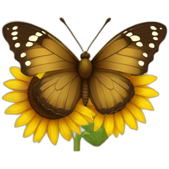 butterfly on a sunflower with brown heart emoji
