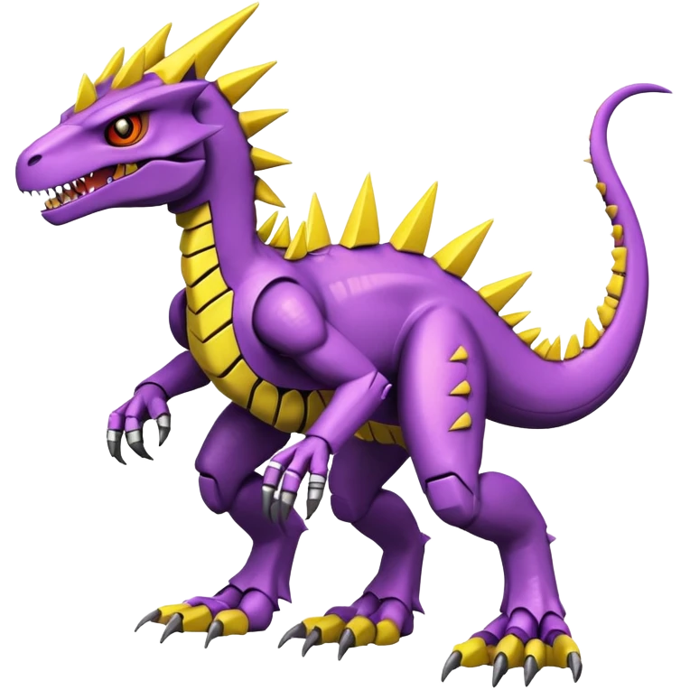 Cool Edgy Purple Yellow Digimon-Fakemon-Guilmon-Velociraptor-Dragon-Mecha full body emoji