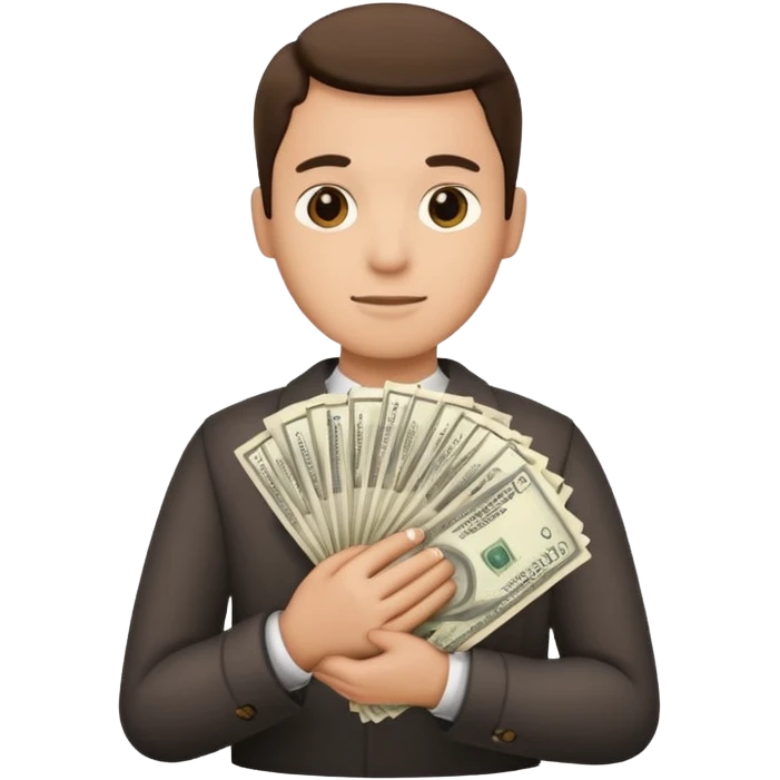 a person with a stack of cash emoji