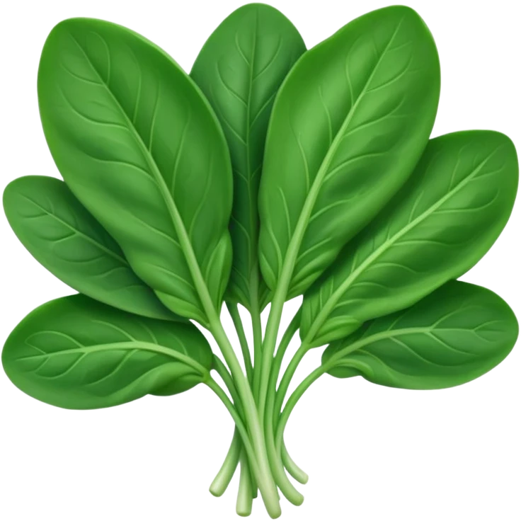 fresh baby spinach, handful, vibrant green, oval leaves, delicate veins, slight curl, soft glossy, tender, no bowl, no water, no packaging, soft lighting, emoji scale emoji