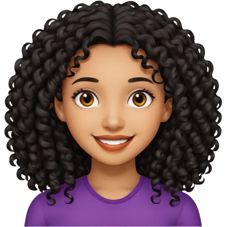 Mixed girl with long dark black curly hair  emoji