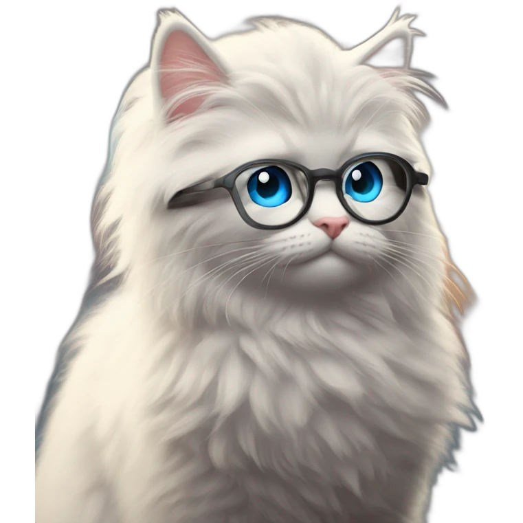 mischievous blue-eyed cat with glasses emoji