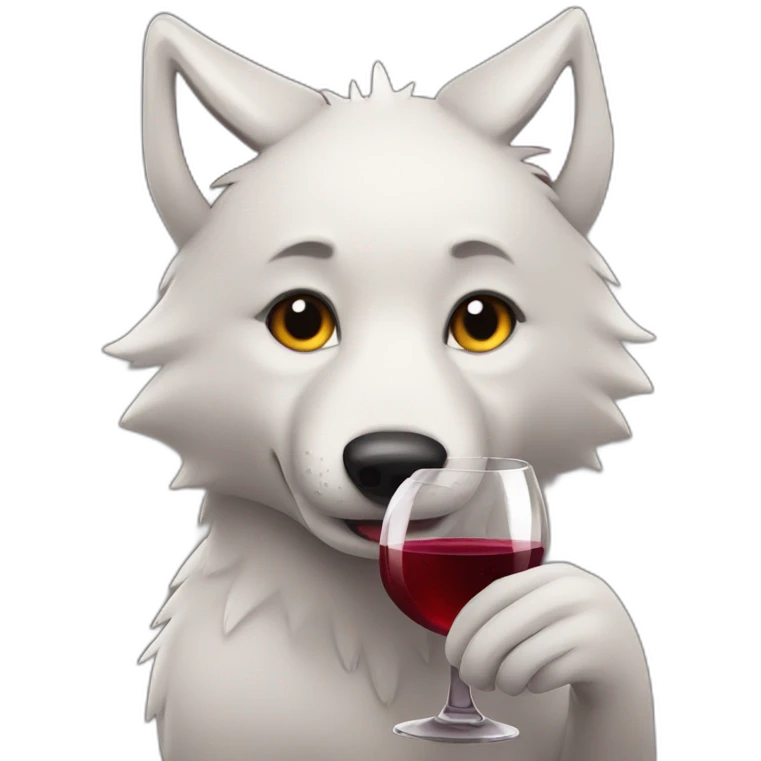 cute wolf drinking red wine emoji