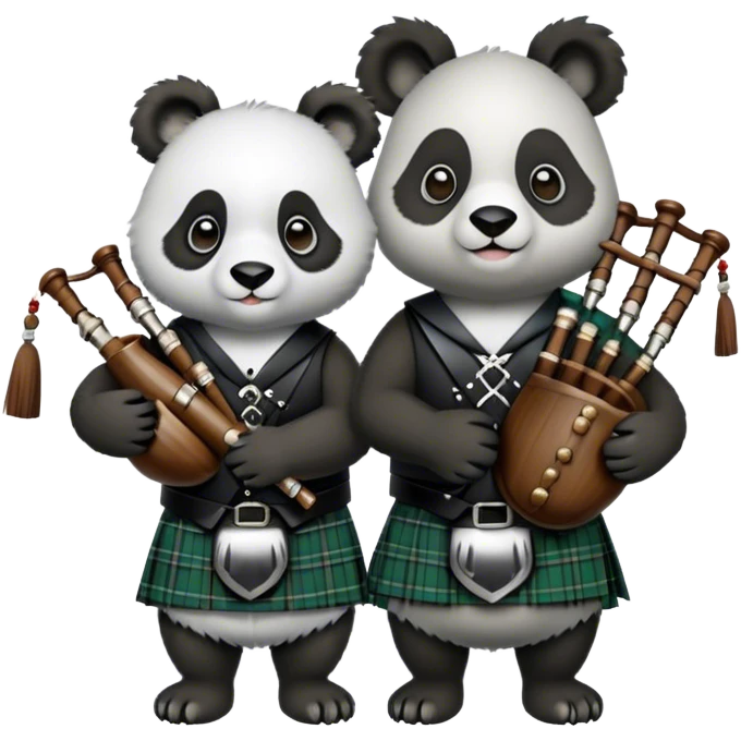 Panda and koala with bagpipes and kilts emoji