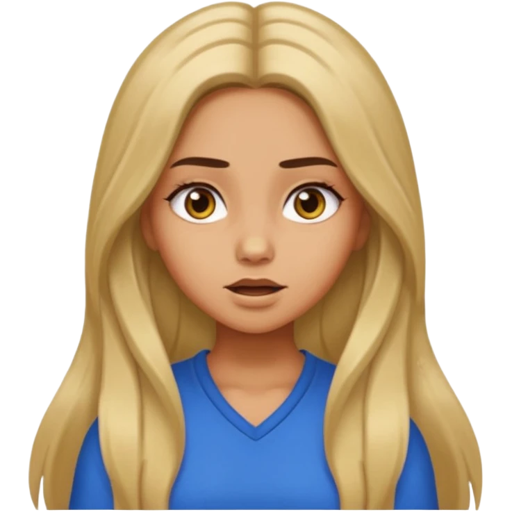 pretty long hair girl middle parted, amazed, good clothes, tanned, baddie emoji