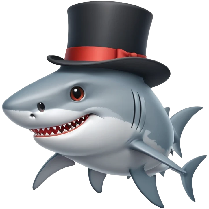 Shark with a top hat emoji