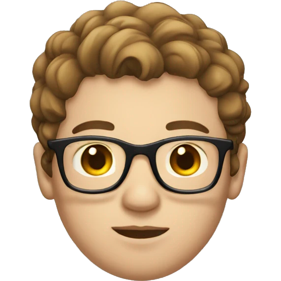 a young man with a fatter face, fair skin, brown hair and glasses emoji