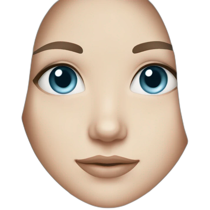 White girl with pastel blue eyes and long dark brown hair emoji