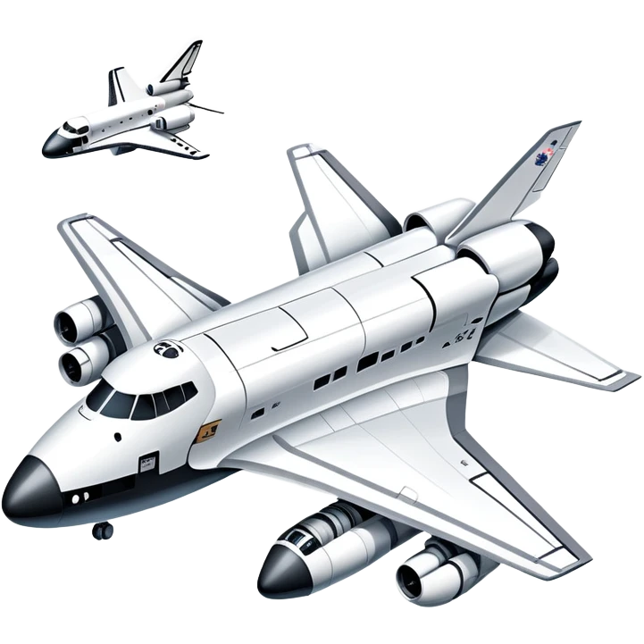 An icon featuring a collage of a space shuttle, a drone, and an airplane, symbolizing aerospace technology. The design includes rocket engines, wings, and flight paths, representing advancements in aviation and space exploration. Transparent background highlights cutting-edge aerospace engineering. emoji